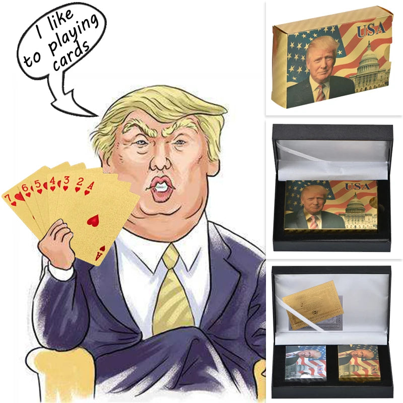 US President Donald Trump 24K Gold and Silver Poker Cards